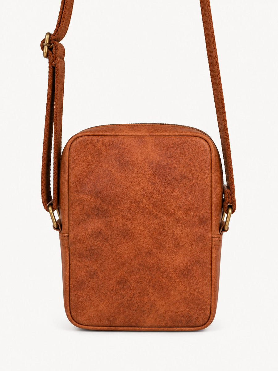 Bracken Mini Crossbody rear view showing the plain back panel and strap attachments.