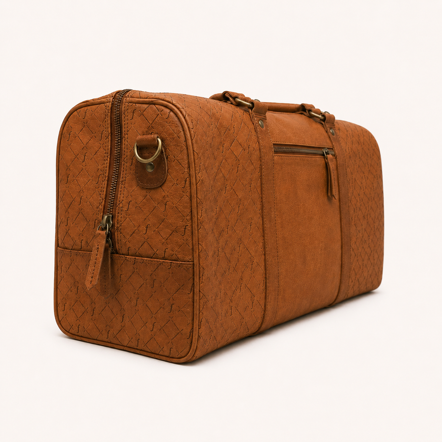Timberline angled rear view showing the external zip pocket, end panel and shoulder-strap ring.