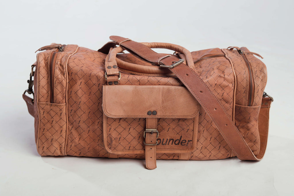 Ridgeline Weekender Duffel front studio view with buckled pocket.