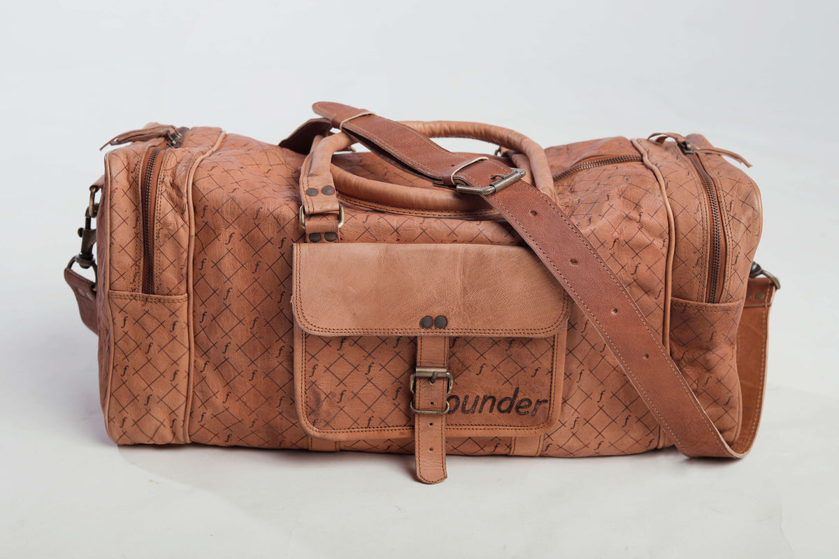 Ridgeline Weekender Duffel front studio view with buckled pocket.
