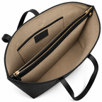Black Daygrove interior showing a central zipped divider and a side slip pocket.