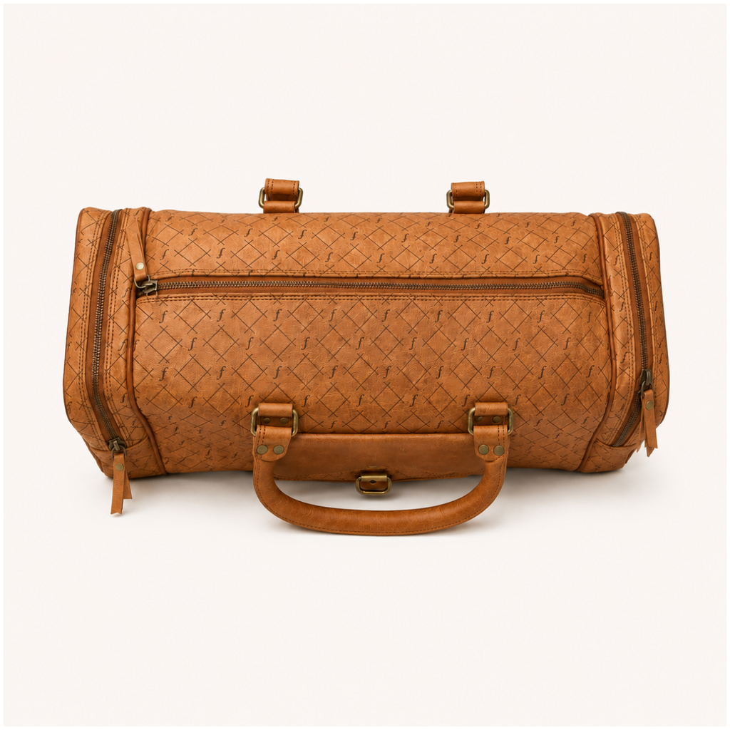 Ridgeline Weekender Duffel viewed from above, showing its long main zip and twin handles.