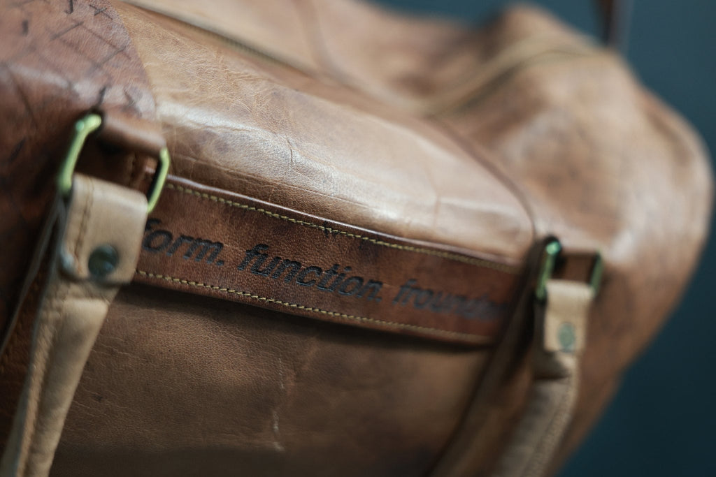 Close-up of the Timberline front band, stitching and handle attachment rings.
