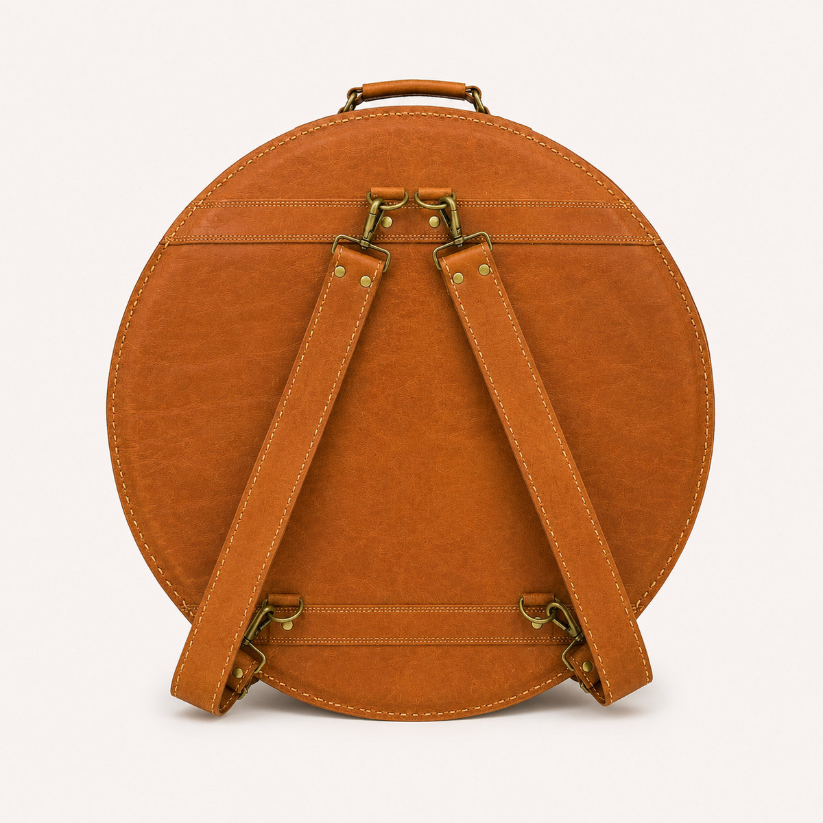 Rear view of the Resonance Cymbal Bag, showing two clip-on carrying straps and the top handle.