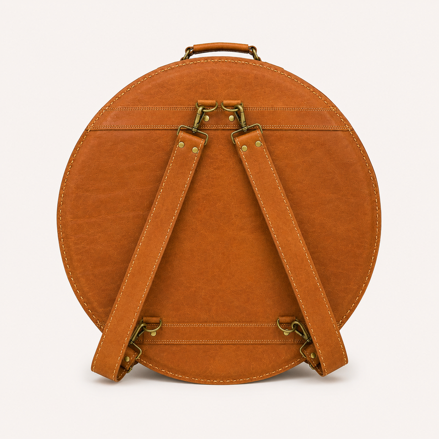Rear view of the Resonance Cymbal Bag, showing two clip-on carrying straps and the top handle.