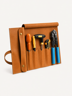 Tan Workgrove Tool Bag opened to show individual pockets holding assorted hand tools and a protective top flap.