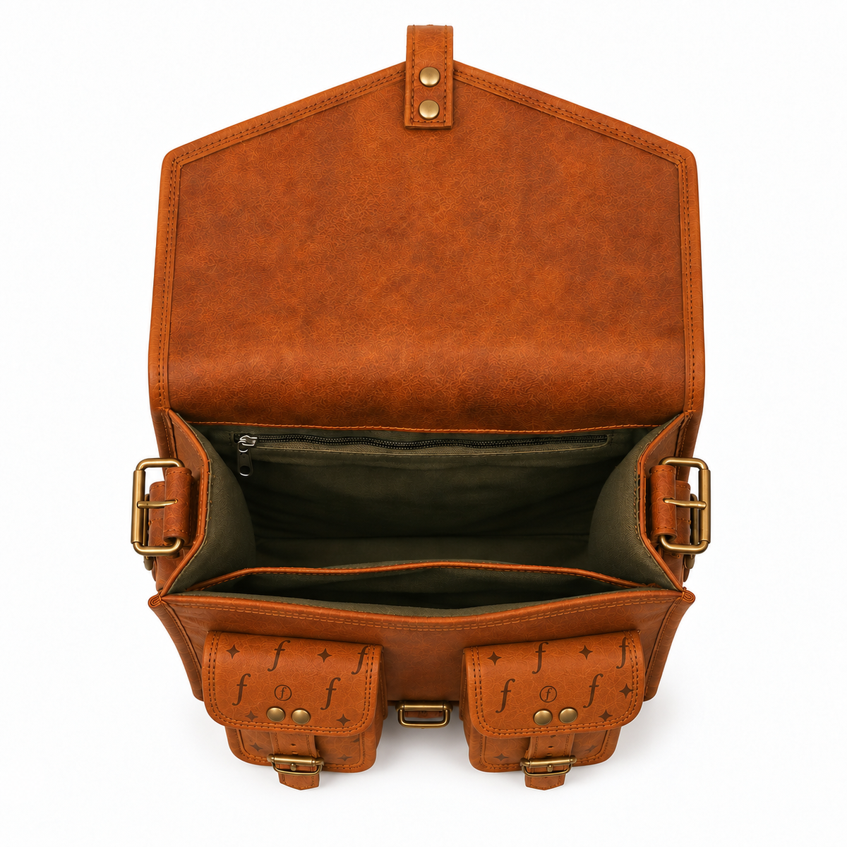 Threeway opened to reveal the lined main compartment, divider and internal zipped pocket.